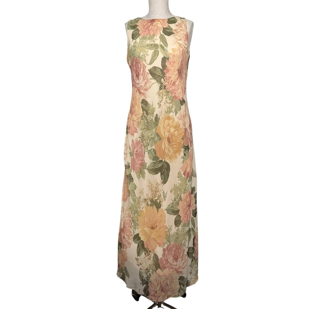 American Vintage Alyn Paige Floral Maxi Dress 90s Cottagecore Made in USA